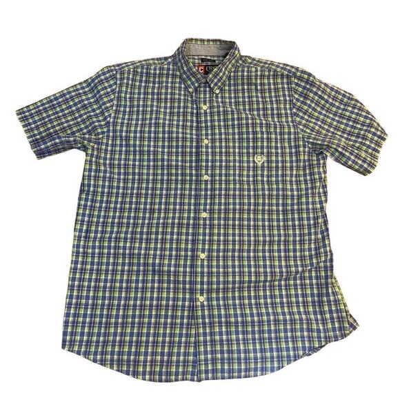 Chaps Men's Large Plaid Multicolor Short Sleeve Easy Care Button up Shirt - Picture 1 of 13